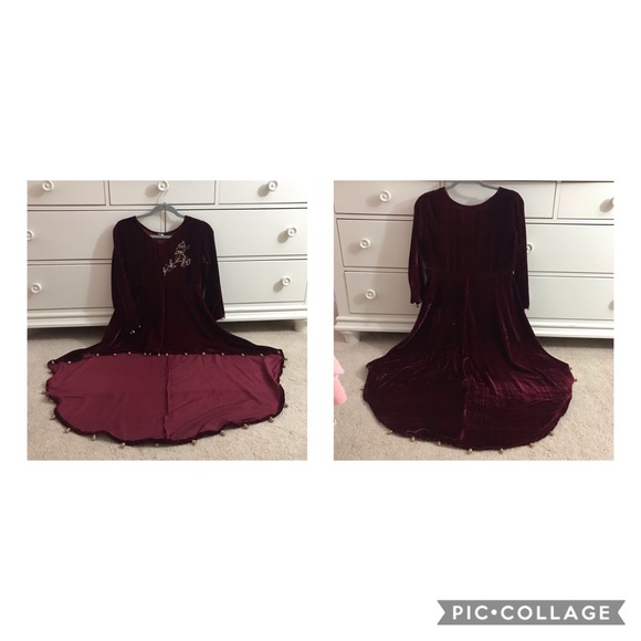 ♥️final mark down ♥️Velvet embroided high low top - Picture 2 of 13